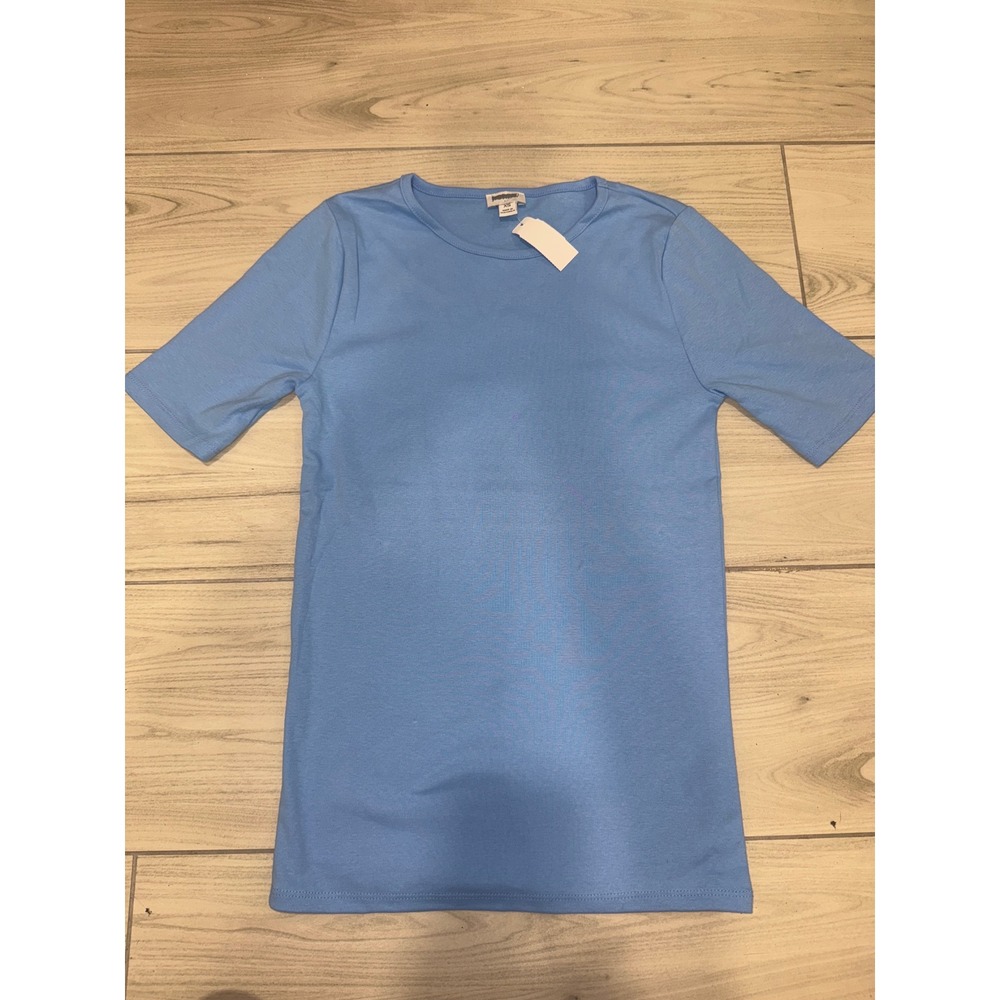 NWT J.Crew Womens Short Sleeve Crew Neck T-Shirt Light Blue Solid Size XS
